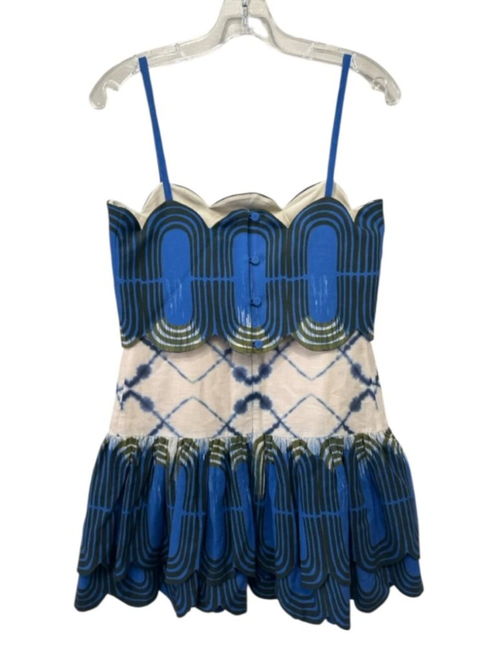 ALEXIS Bettina Linen Mini Dress Blue Ivory XS - Picture 9 of 9